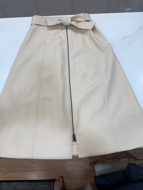 Marie Oliver Dresses & Skirts - Marie Oliver Cream A-Line Midi Skirt with Front Zip & Tie Waist